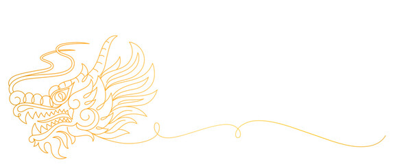 Chinese New Year dragon line art vector. 