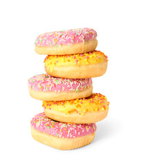 Sweet donuts on white background
