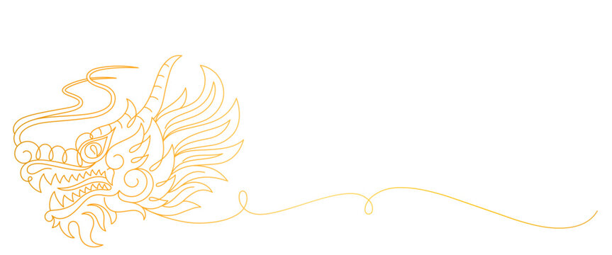 Chinese New Year dragon line art vector. 