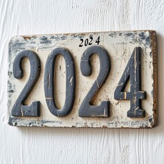 Happy New year 2024 text on wooden.