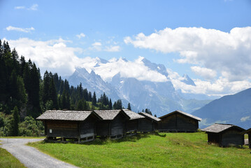 Fototapeta na wymiar Alpenhütten in den Schweizer Bergen