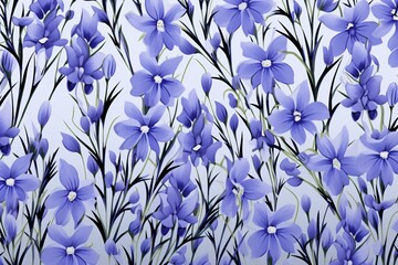 Purple and blue color floral print seamless pattern wallpaper