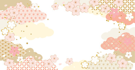 桜　春　和柄　背景イラスト © ヨーグル