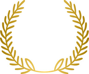 Golden laurel wreath, gold wreath and branches with leaves