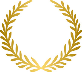 Golden laurel wreath, gold wreath and branches with leaves
