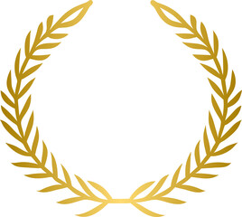 Golden laurel wreath, gold wreath and branches with leaves