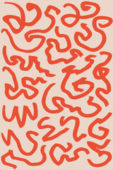 Groovy funky seamless pattern in trendy retro cartoon style. Vector background with wavy and spiral elements.