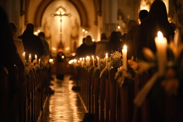Serene scene inside a church during Easter service
