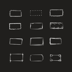 Doodle frames. Rectangle hand drawn borders. Rectangle ornament frame 