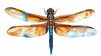Watercolor dragonfly isolated on white background. Hand drawn illustration. - obrazy, fototapety, plakaty