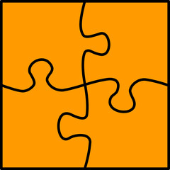 Vier miteinander verbundene Puzzleteile