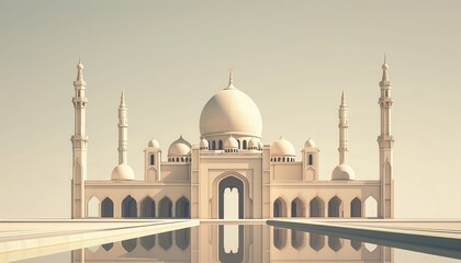Fototapeta na wymiar ramadhan mosque, reflect on the water