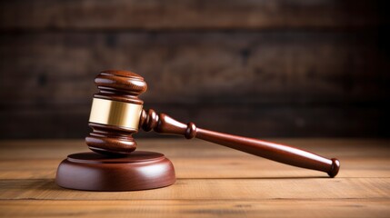 wooden gavel on a wooden background