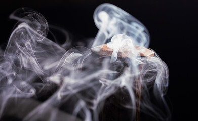 Wooden smoking Incense stick burner at home