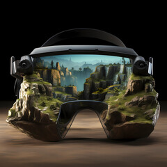Virtual reality headset revealing hidden worlds.