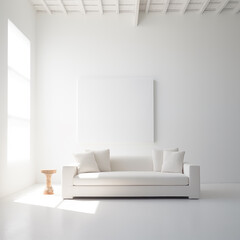 White minimalist interior,created with Generative AI tecnology.