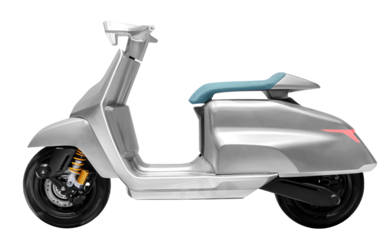 Side view grey electric motorcycle
