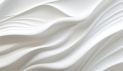 3d render of white fabric background with waves and drapery