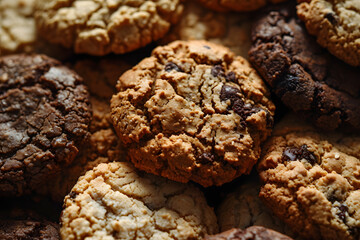 Chocolate Chip Cookies Background Full Frame Treat