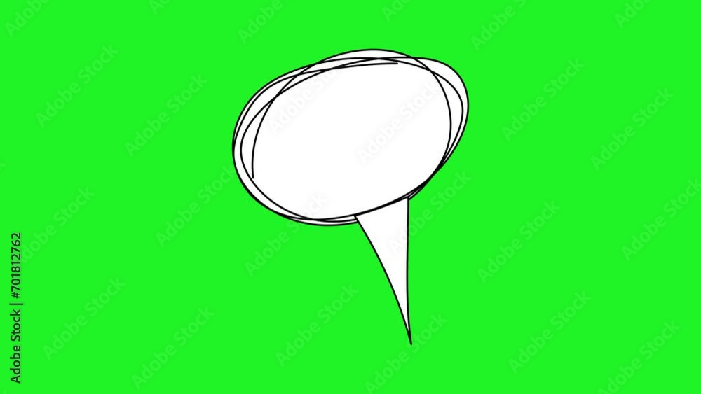 Sticker Speech bubble on green background. White chat balloon animation. Animated thought balloon.