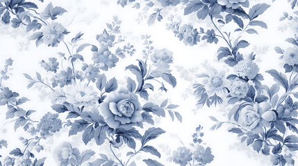 patron floral en tinta azul con fondo blanco 