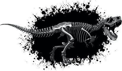Fototapeta na wymiar monochromatic illustration of Tyrannosaurus Rex Skeleton design