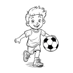 Child playing football coloring page - coloring book