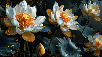 lotus flower in the pond. vector illustration