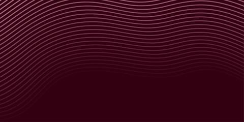 Abstract background with waves for banner. Medium banner size. Vector background with lines. Element for design isolated on burgundy. Pink color. Brochure, booklet