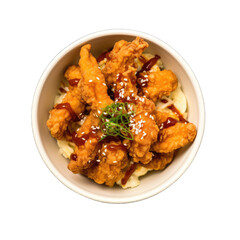 Karaage Chicken on dish Transparent Background Png Image