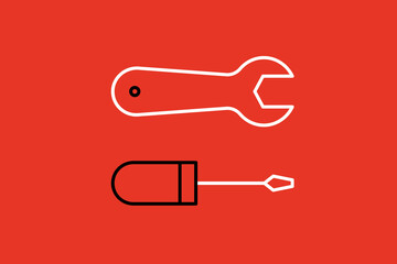 screwdriver and wrench illustration in flat style design. Vector illustration.	