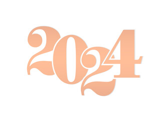 Peach colored year number 2024 on a white background