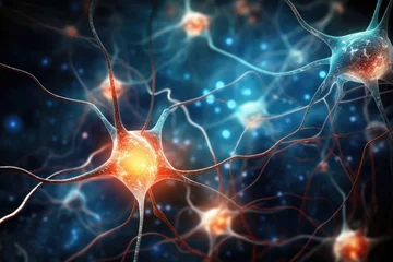 Zelfklevend Fotobehang Nerve cells in the brain © Tixel
