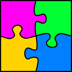 Vier bunte Puzzleteile