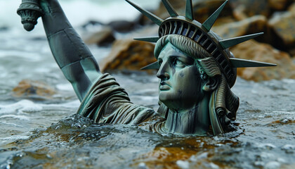 The flood submerged the Statue of Liberty