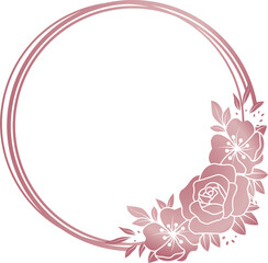Fototapeta na wymiar Rose gold, pink decorative floral frame, rose gold, pink frame 