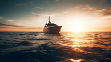 Luxury yacht in the sea at sunset. Luxury yacht in the sea.