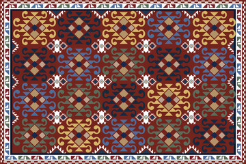 vector ethnic carpet motif pattern, rug motif, tribal pattern