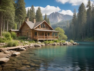 a beautiful landscape hd with cabin, hyper realistic wallpaper, landscape photo hd wallpaper
