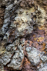 Weathered rock surface in an abandoned copper mine