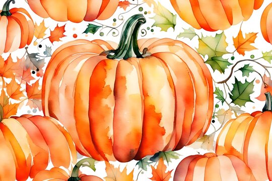 watercolor painting of pumpkin