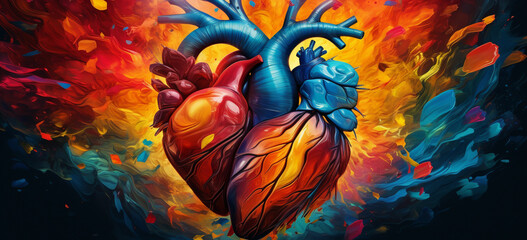 multi colored creativity in close up human heart generated by ai