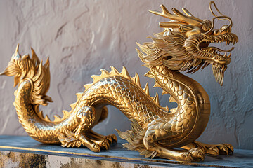 golden chinese dragon model sculpture 2024 year ,Loong, gold, metal, logo,New Year,2024,Year of the Dragon,Chinese New Year,New Year's Eve,New Year's Day