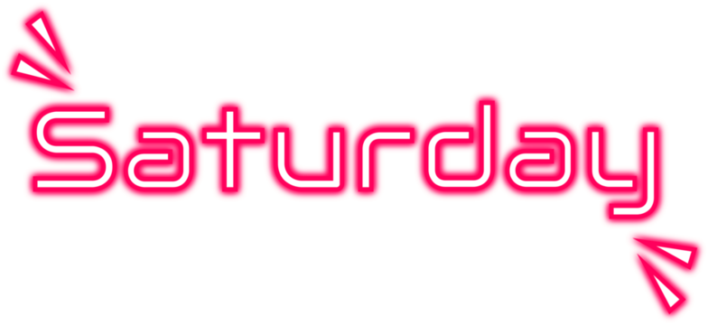 Weekly neon day, week day, 7 day, Saturday