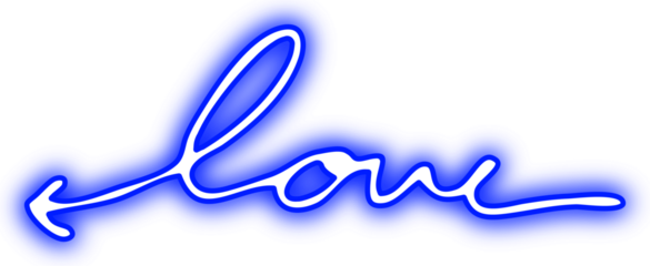Blue love neon arrow