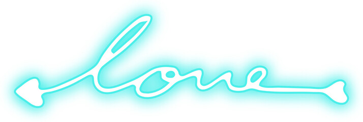 Cyan love neon arrow