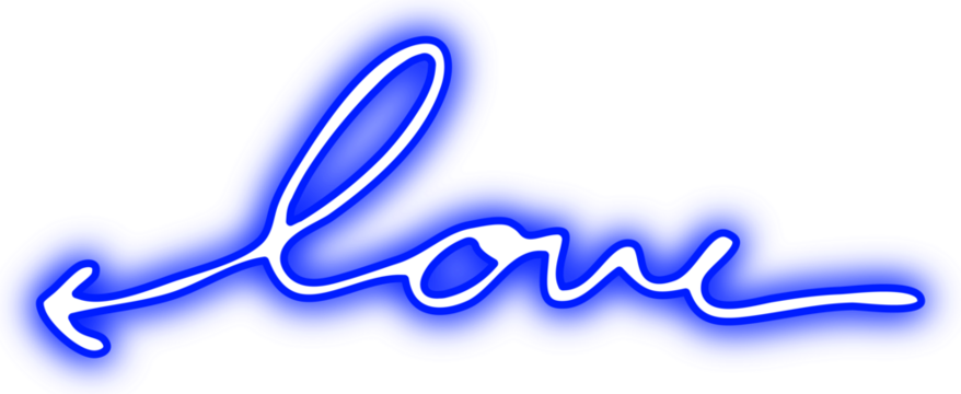 Blue love neon arrow