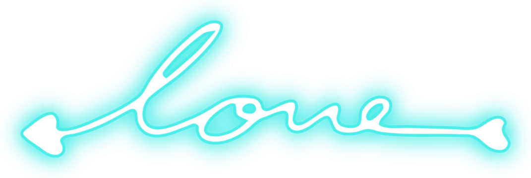 Cyan love neon arrow