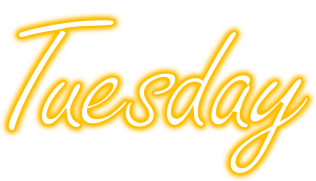 Weekly neon day, week days, 7 day, Tuesday