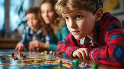 Children Engaged in an Exciting Board Game
